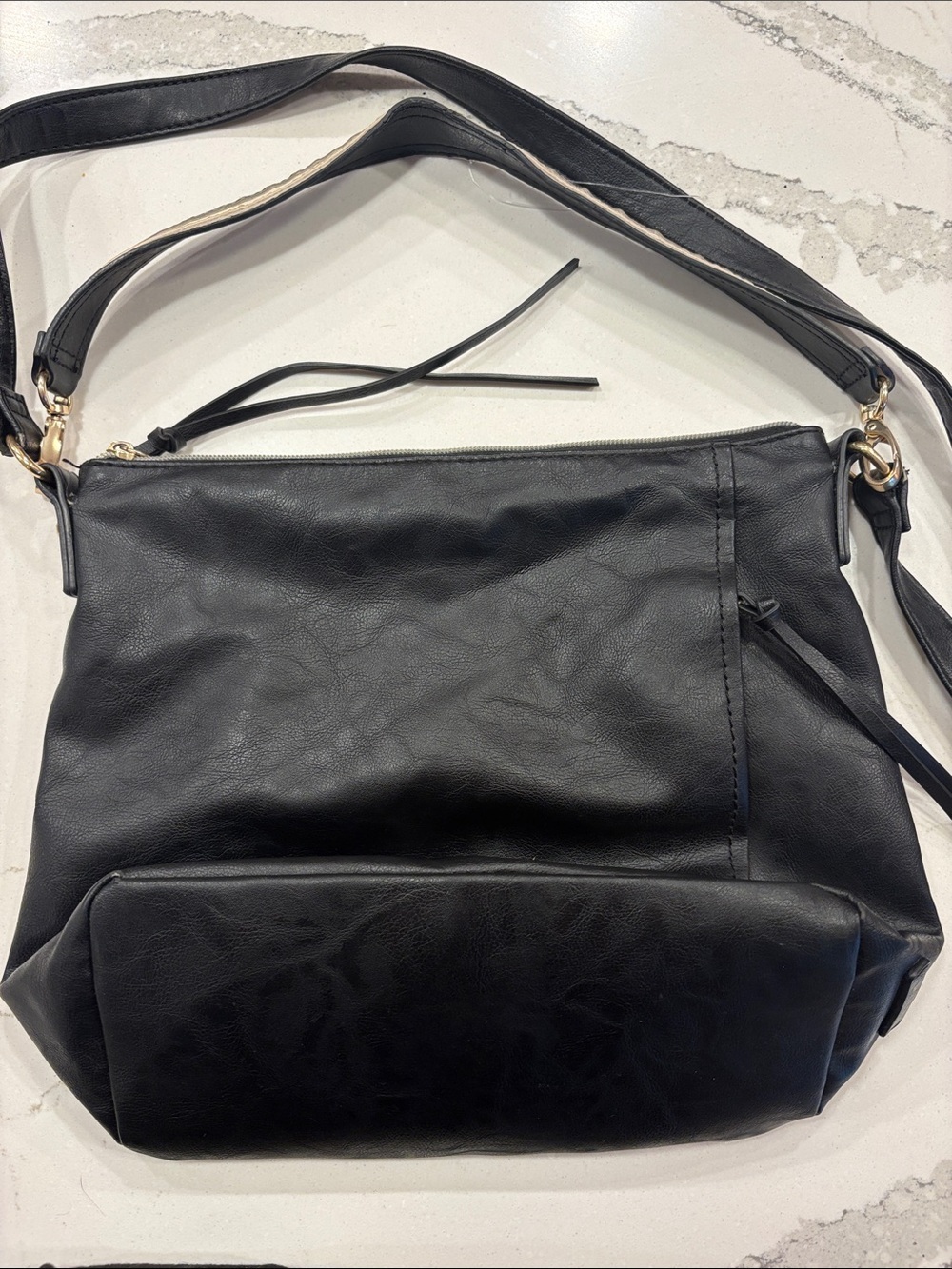 Relic Black Leather-Look Crossbody Shoulder Bag